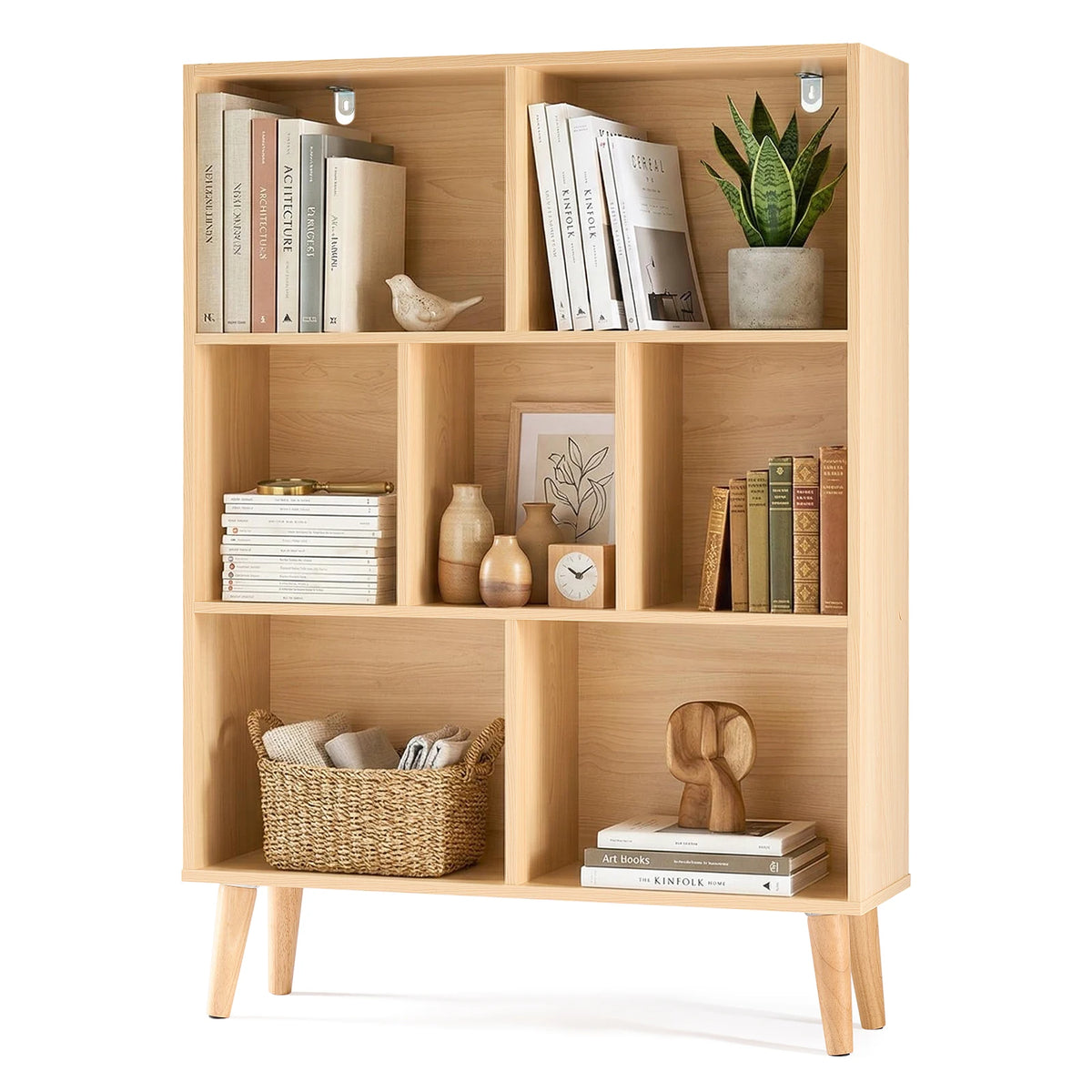 Sturdy Wooden Bookcase With Multiple Shelves For Home Storage
