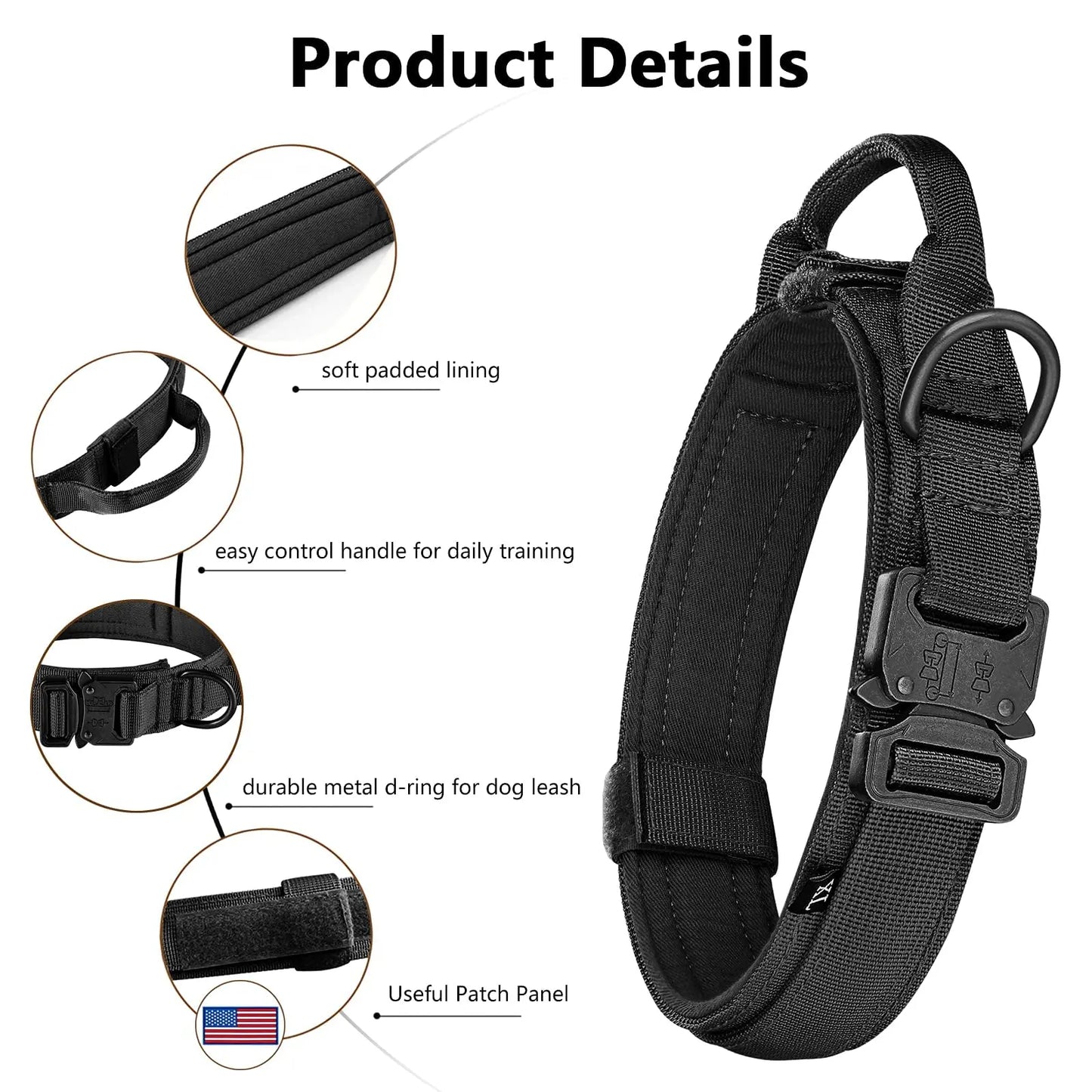 PETRAVELCN Tactical Dog Harness Molle Pouches Leash Vest Training