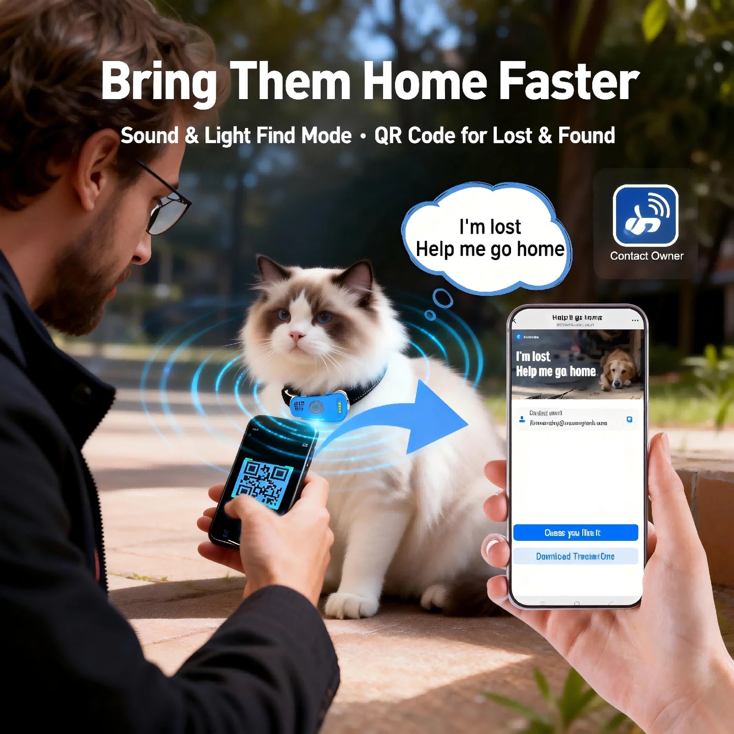 WANWAYTECH GPS Pet Tracker Real Time Tracking With Unlimited Distance