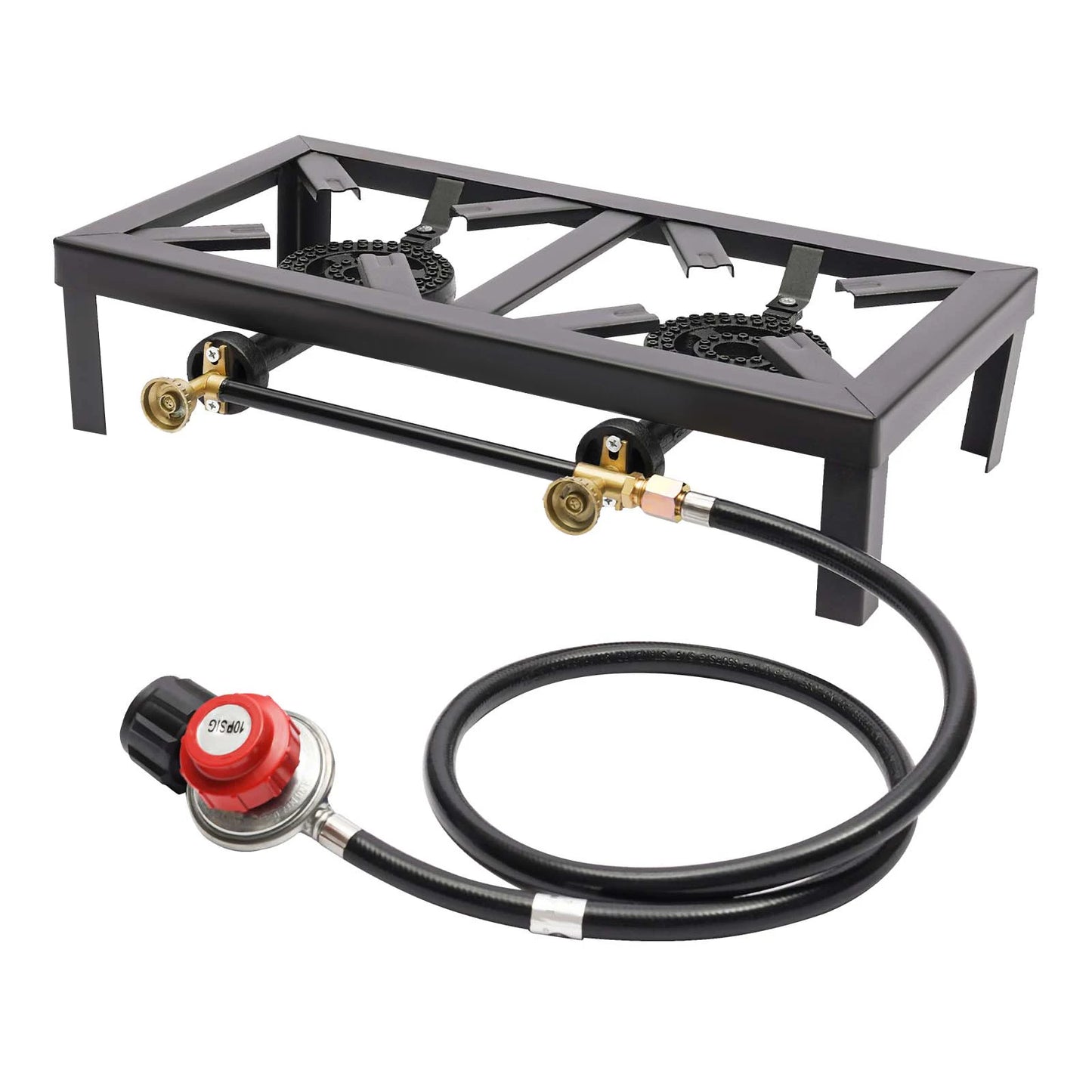 Portable Double Burner Outdoor Gas Stove Propane Cooker With Regulator