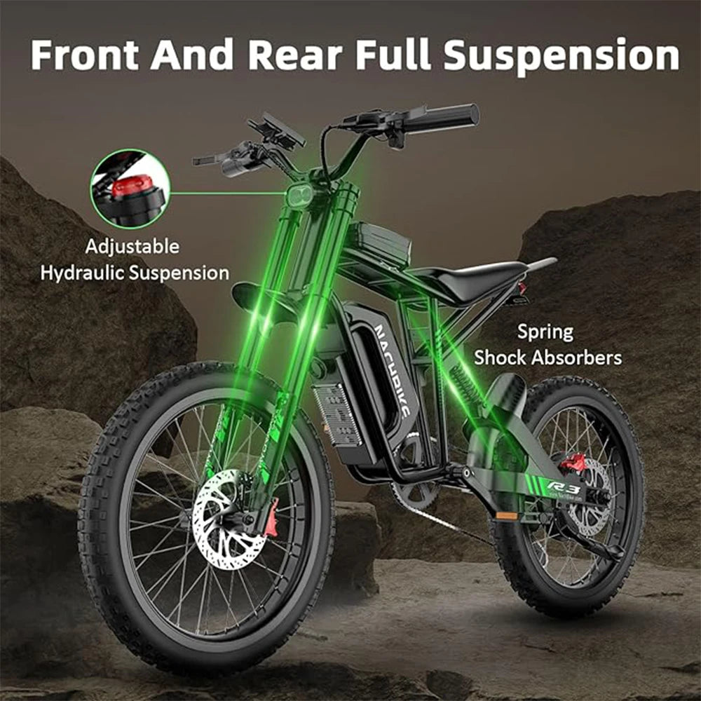Electric Dirt Bike 6000W 60V 25Ah With Full Suspension Brakes