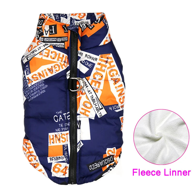 Padded Winter Dog Coat Vest With Zipper Waterproof