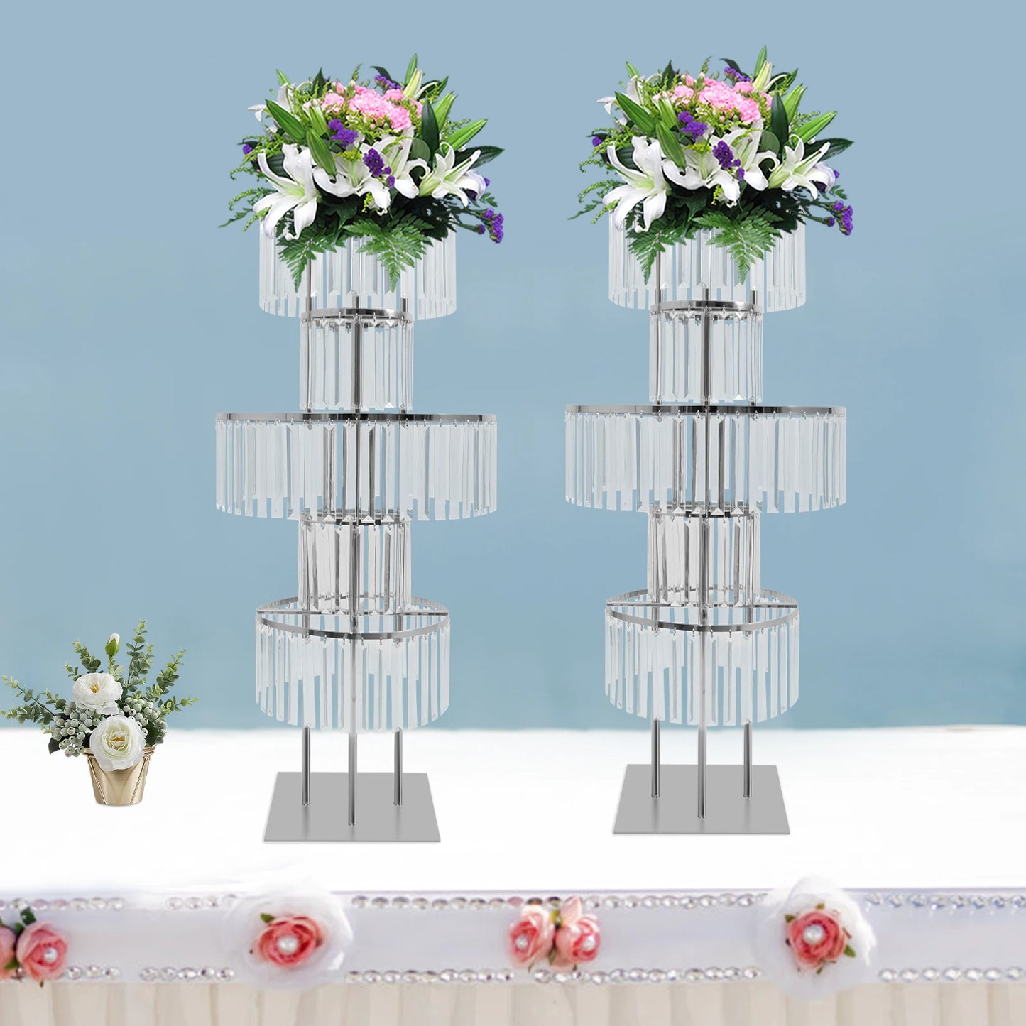 NONECN 5 Tier Crystal Flower Stand Wedding Centerpieces for Events