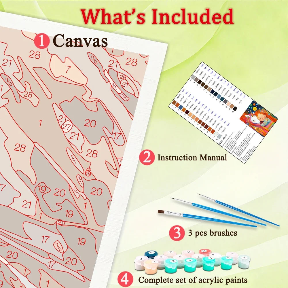 Cartoon Diy Art Paint By Numbers For Kids Unicorn and Girl Craft Kit HandPainted On Canvas Valentines Gift Home Decor