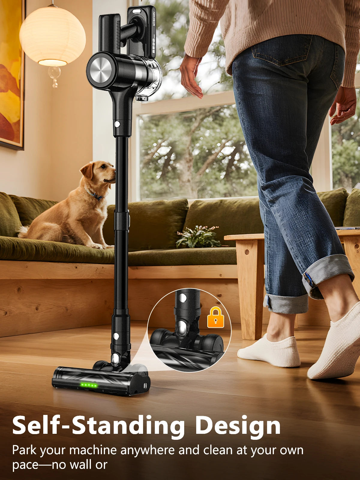 SUXIANGVAC Cordless Vacuum Cleaner 55Mins Anti-Tangle Self-Standing