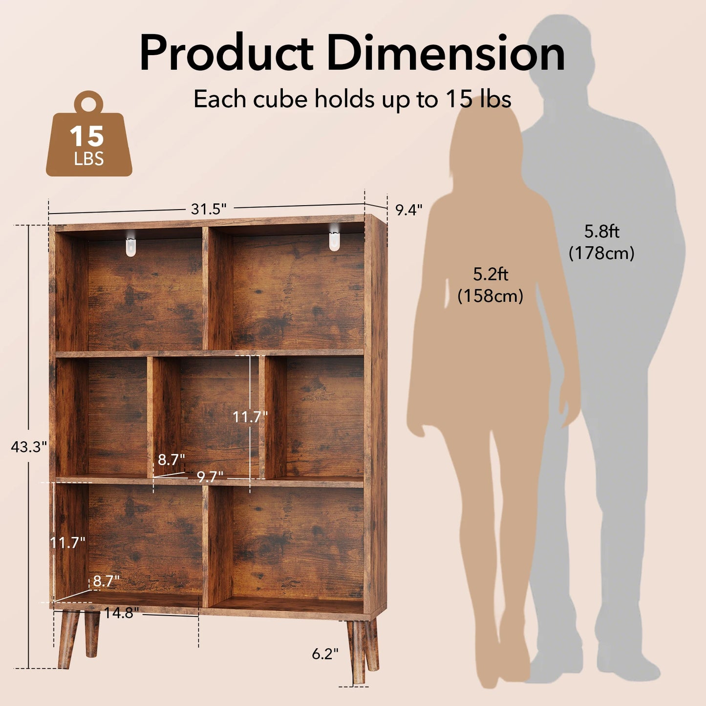 Sturdy Wooden Bookcase With Multiple Shelves For Home Storage
