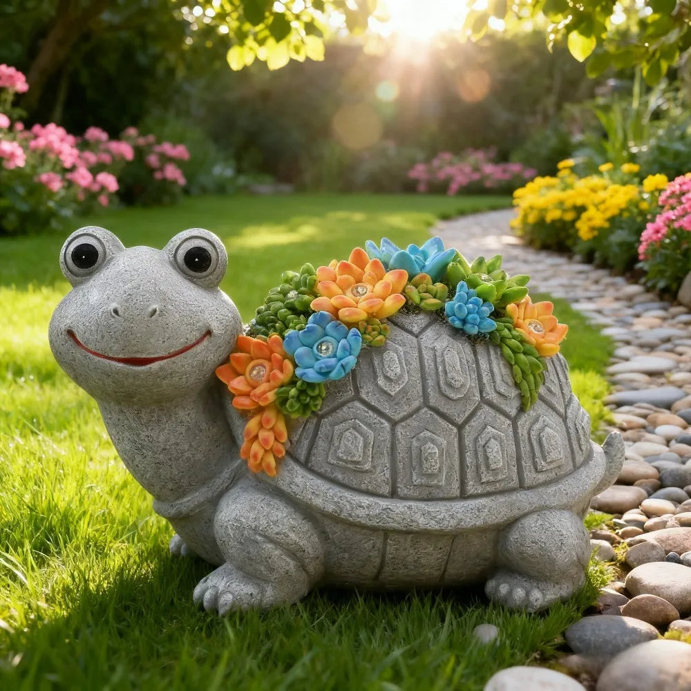 Solar Garden Turtle Elephant Dragon Statue Light Outdoor Decor