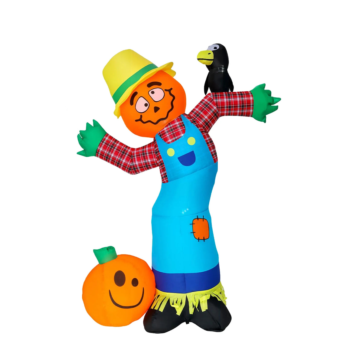 6ft Halloween Pumpkin Scarecrow Inflatable Outdoor Yard Decor With 7 Led Lights, Blower, Stakes & Ropes For Lawn Porch Garden Party
