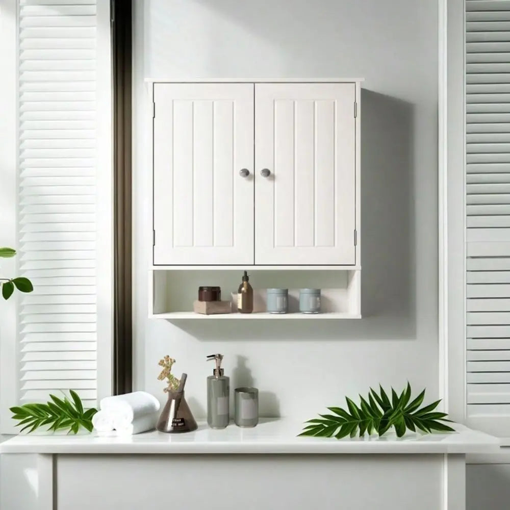 Wood Over Toilet Bathroom Cabinet Storage With 2 Doors And Adjustable Shelves