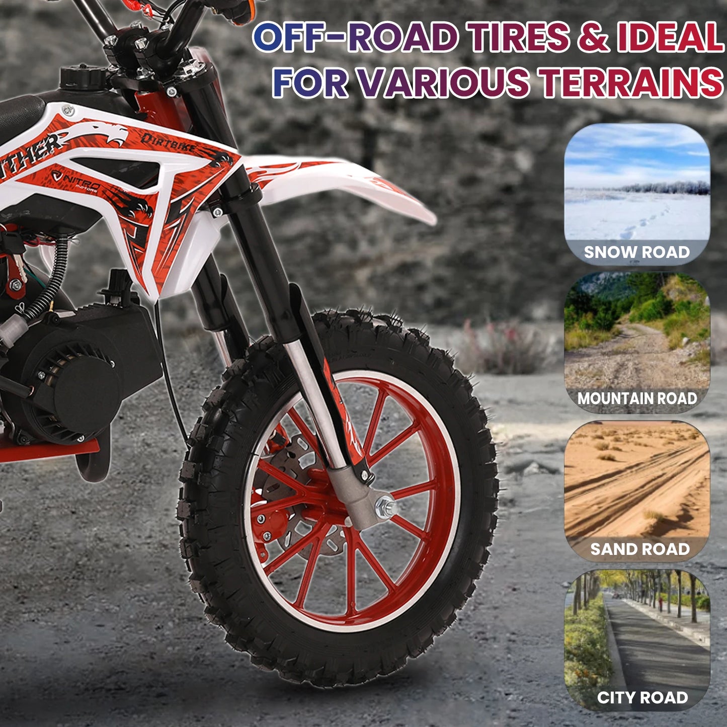49cc 2 Stroke Kids Dirt Bike Gas Powered Off Road Mini Motorcycle Disc Brakes