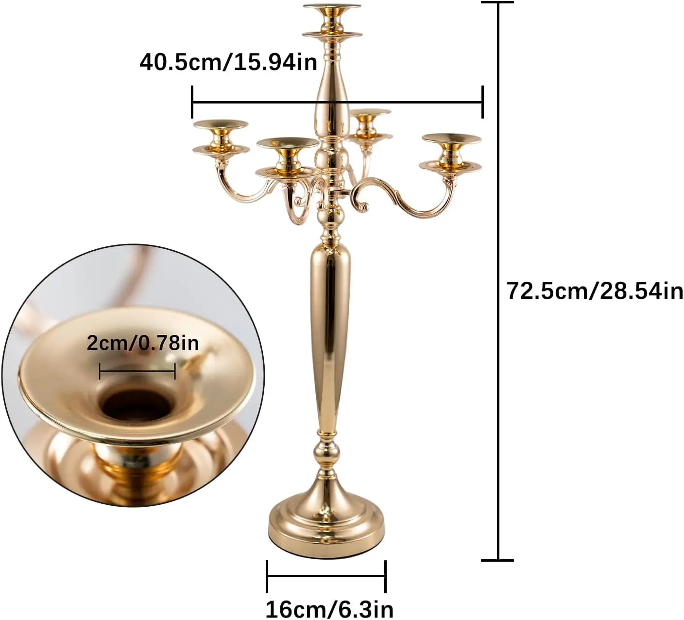 VINCIGANT 4 Piece 5 Arm Candelabra Candle Holder Table Centerpiece