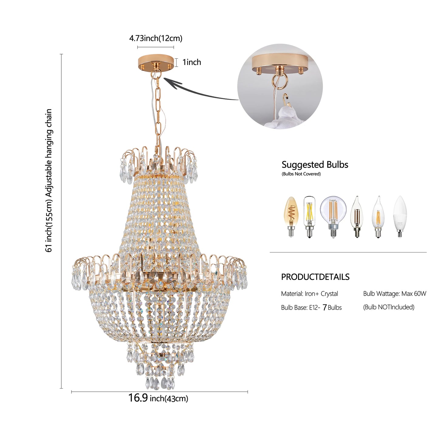 ARLGSITE Luxury Crystal Chandelier K9 Crystals Ceiling Light Living Room