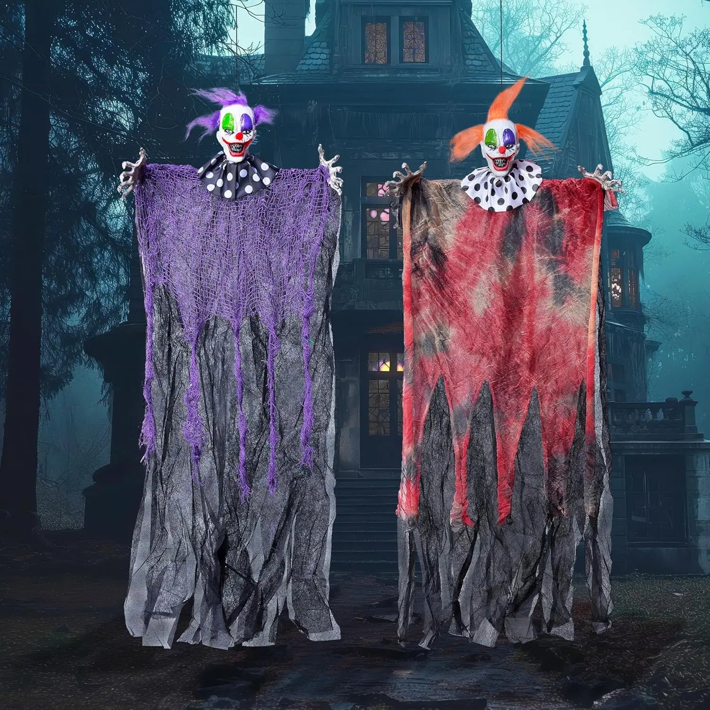 29 inch Tall Hanging Clown Halloween Decorations Outdoor Props Front Porch Party Supplies Garden Yard Lawn Scary Horror