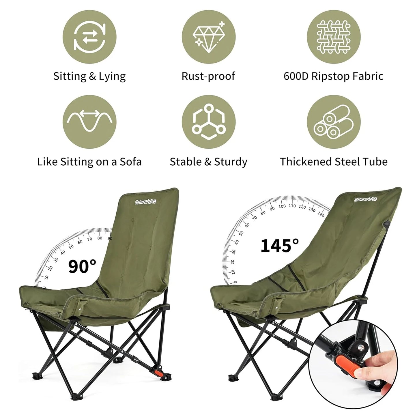 Naturehike High Back Folding Moon Chair For Camping And Picnic