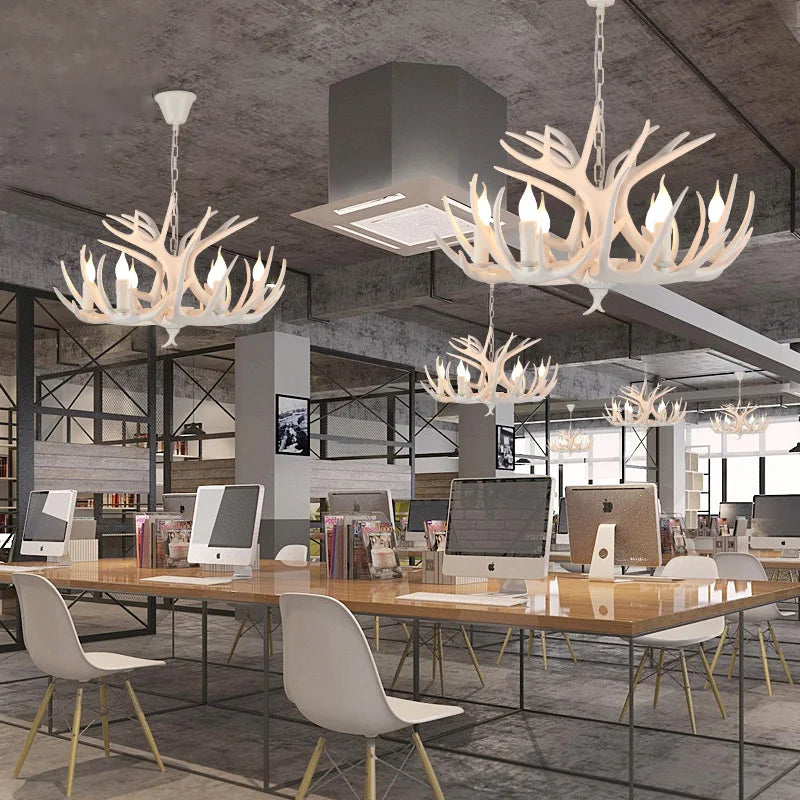 American Retro Deer Antlers With Lampshades Indoor Home Lighting