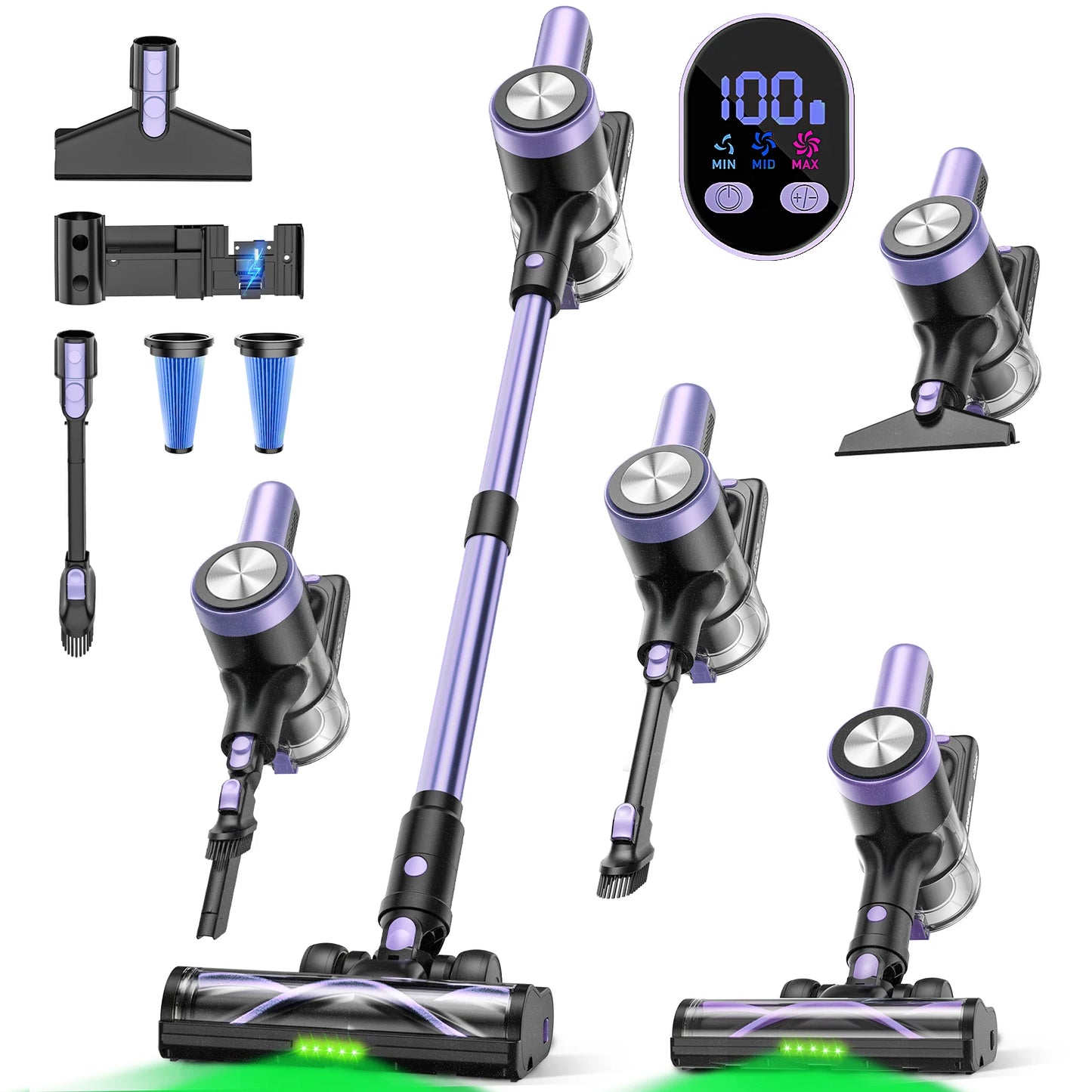 SUXIANGVAC Cordless Vacuum Cleaner 55Mins Anti-Tangle Self-Standing