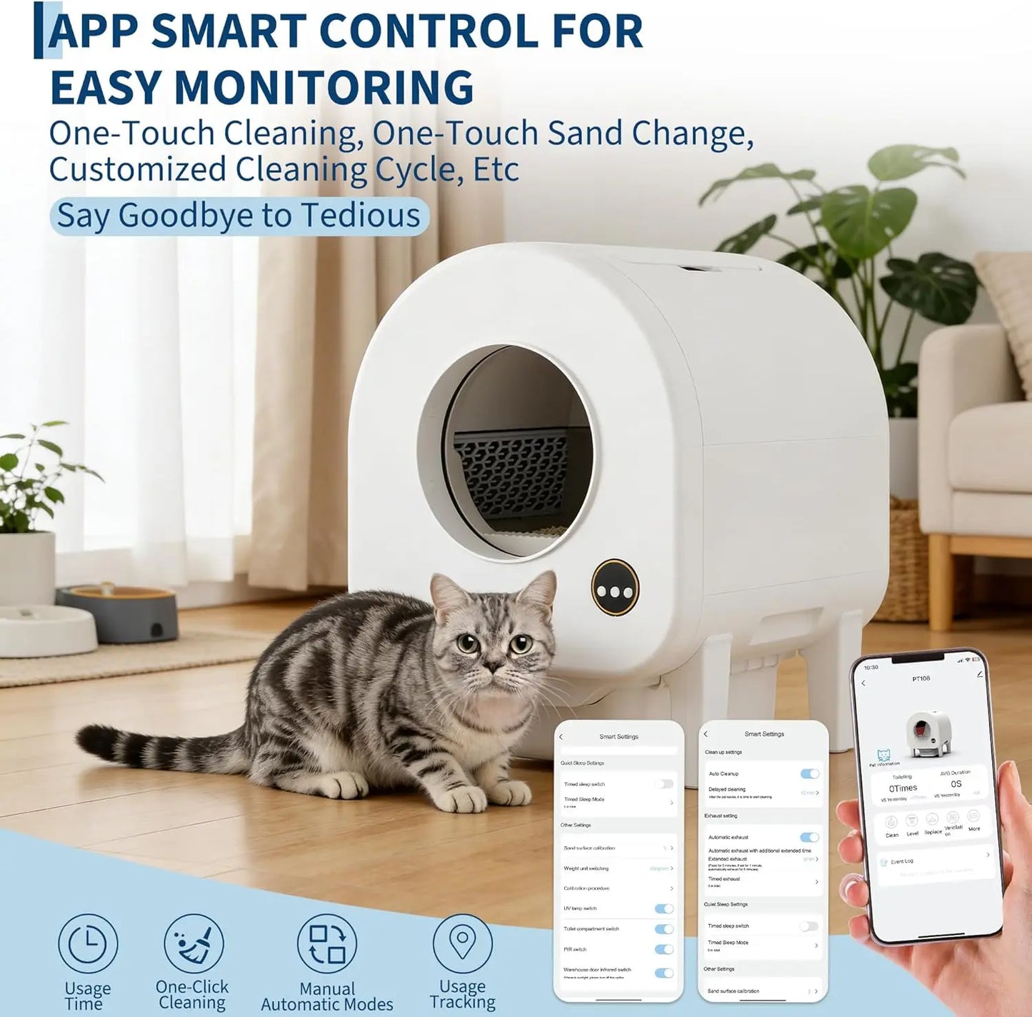 HiMISS WiFi-Enabled Self-Cleaning Litter Box With Infrared Sensors