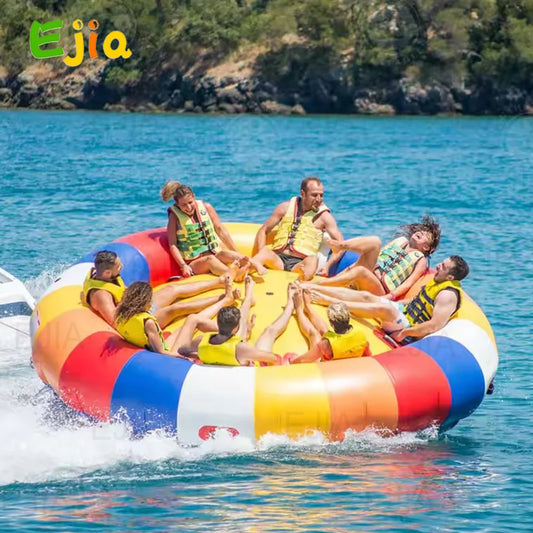 Outdoor Water Play Inflatable Disco Boat 6 Person Inflatable Water Spinning UFO Towable River Disco Boat Tube for Water Game