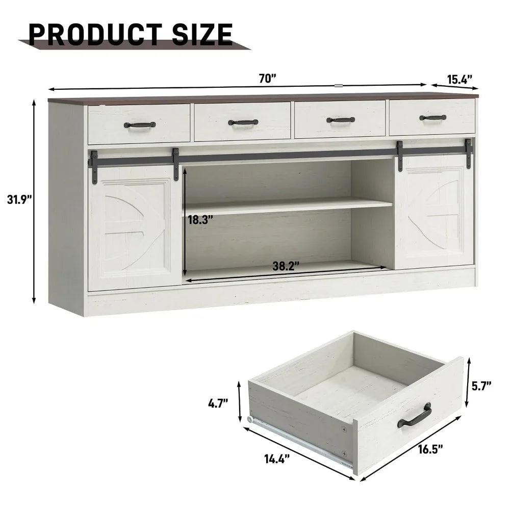 Guangbai Modern Farmhouse Sideboard Buffet With Storage Sliding Doors