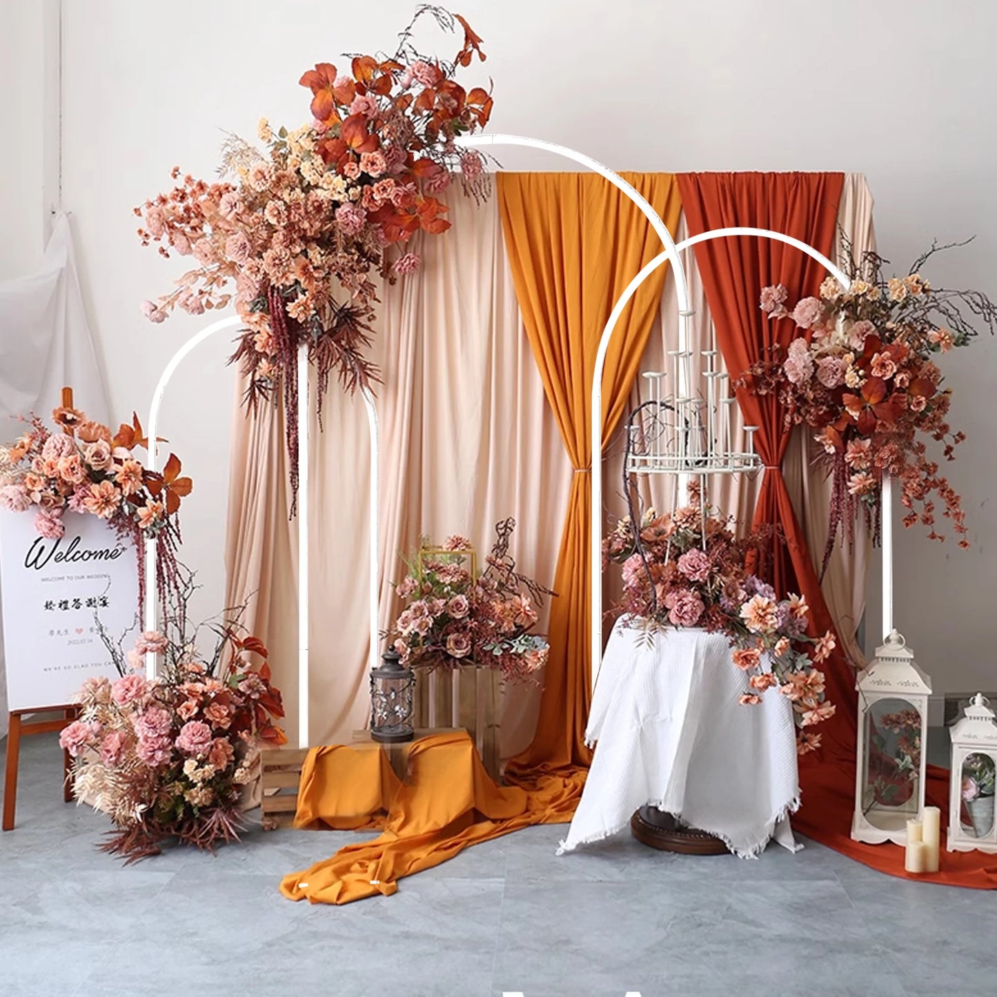 Arch Backdrop Stand, Set of 3 Gold Metal Arch Stand Wedding Arch Frame Square Balloon Arch Stand for Birthday Party Baby Shower