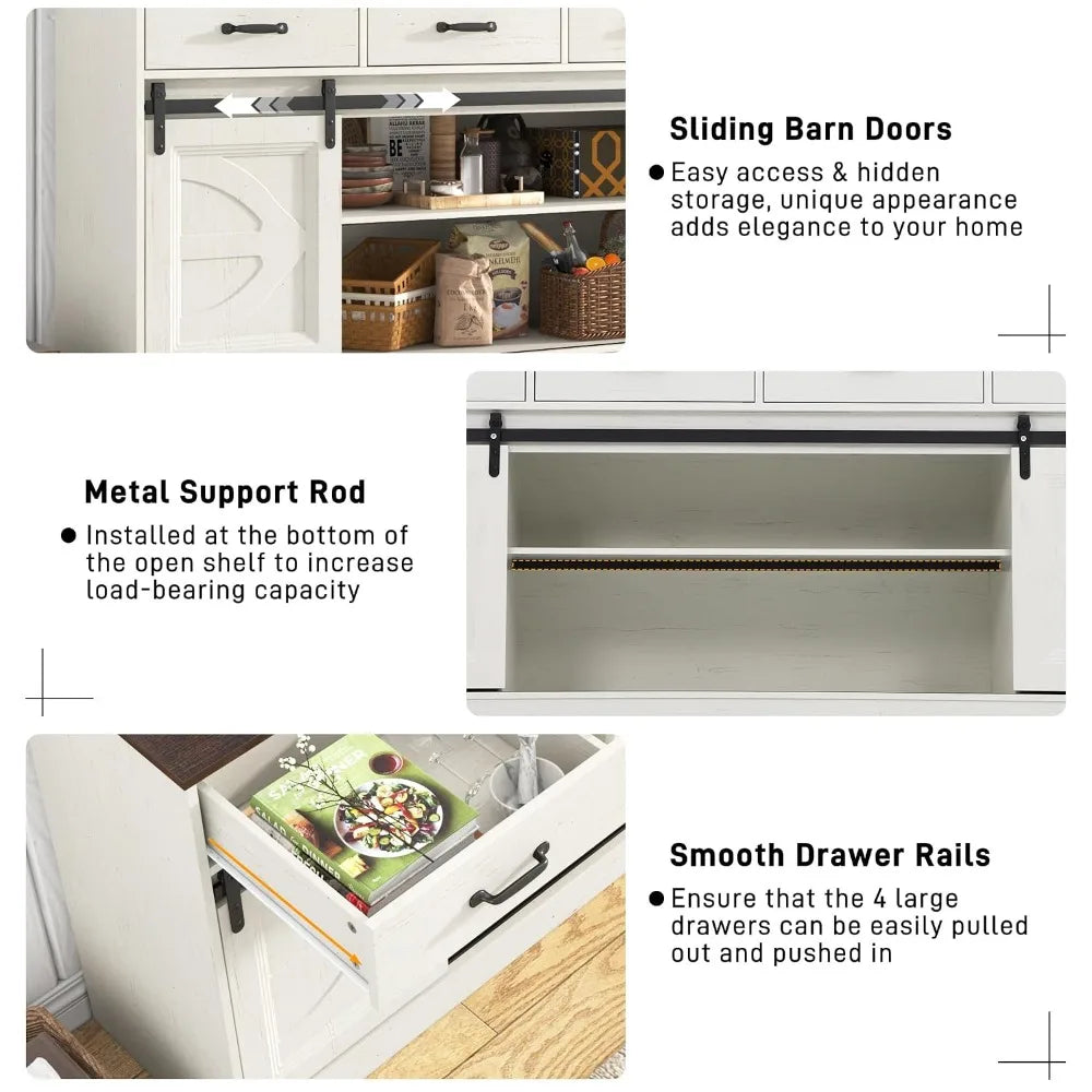 Guangbai Modern Farmhouse Sideboard Buffet With Storage Sliding Doors