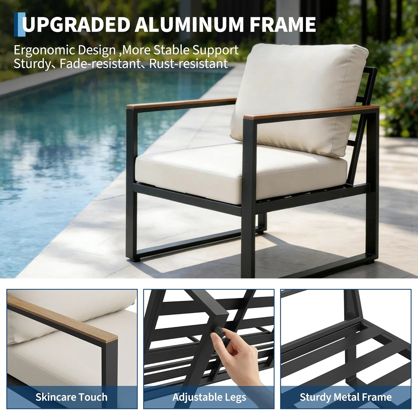 HobbyLane Modern 4 Piece Outdoor Patio Sofa With Coffee Table