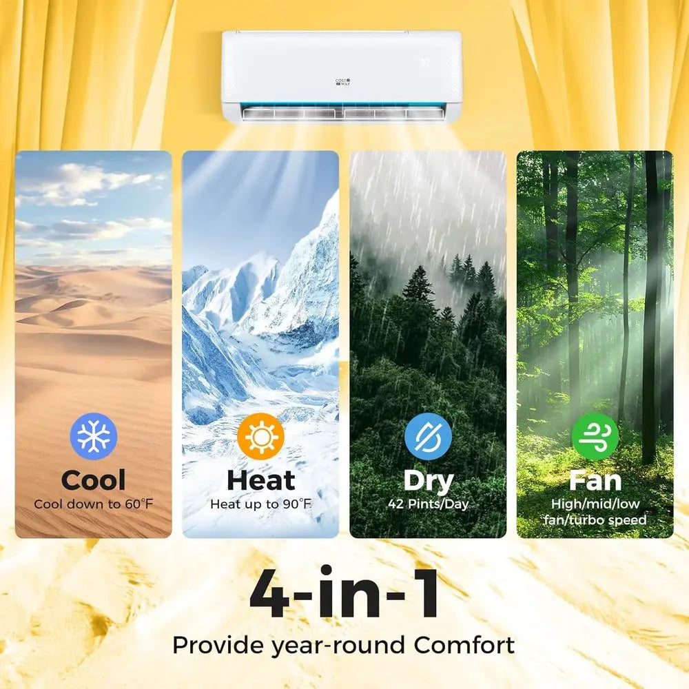 12,000 BTU Heat Pump Mini Split AC Energy Star Inverter