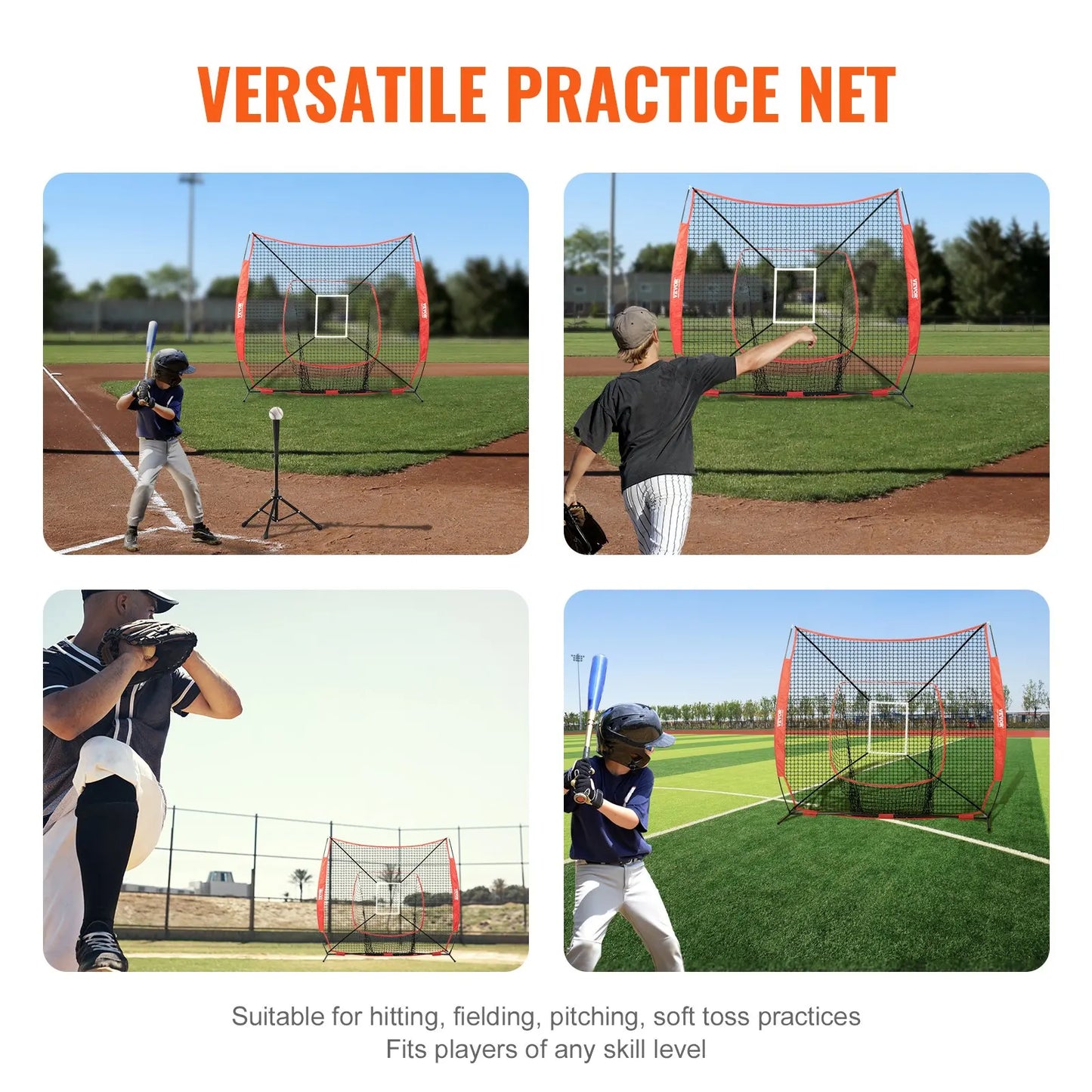 Baseball Softball Practice Net Portable Training For Hitting Pitching