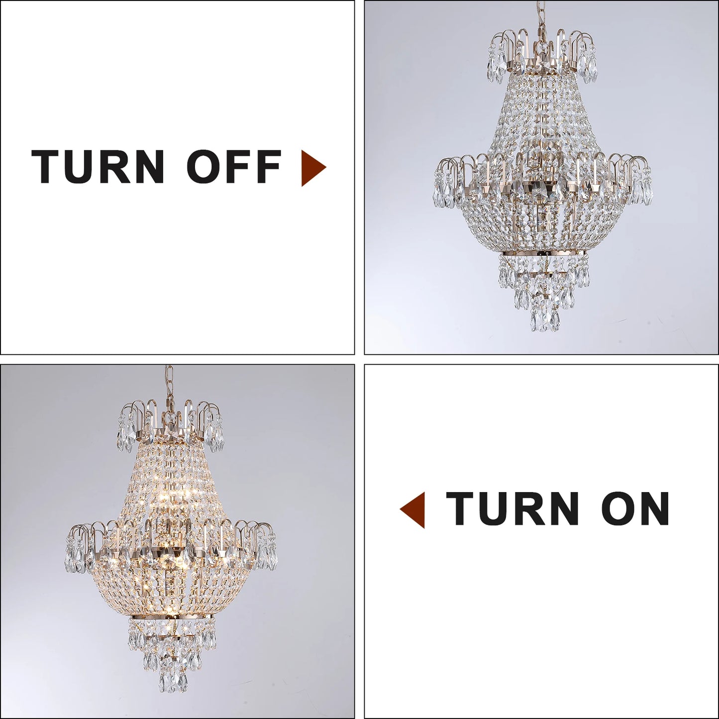 ARLGSITE Luxury Crystal Chandelier K9 Crystals Ceiling Light Living Room