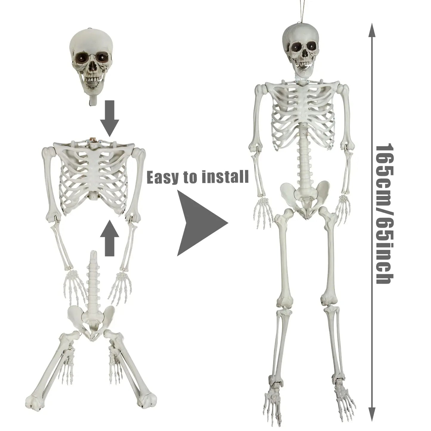 Sound Activated 5.6FT Pink Full Body Posable Skeleton with Glowing Red LED Eyes, Creepy Ghost Voice Halloween Skull Decoration, Movable Joint Plastic Bones for Yard, Haunted House, Cemetery & Spooky Party Indoor Outdoor Decor