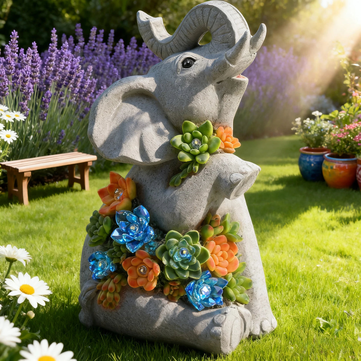 Solar Garden Turtle Elephant Dragon Statue Light Outdoor Decor