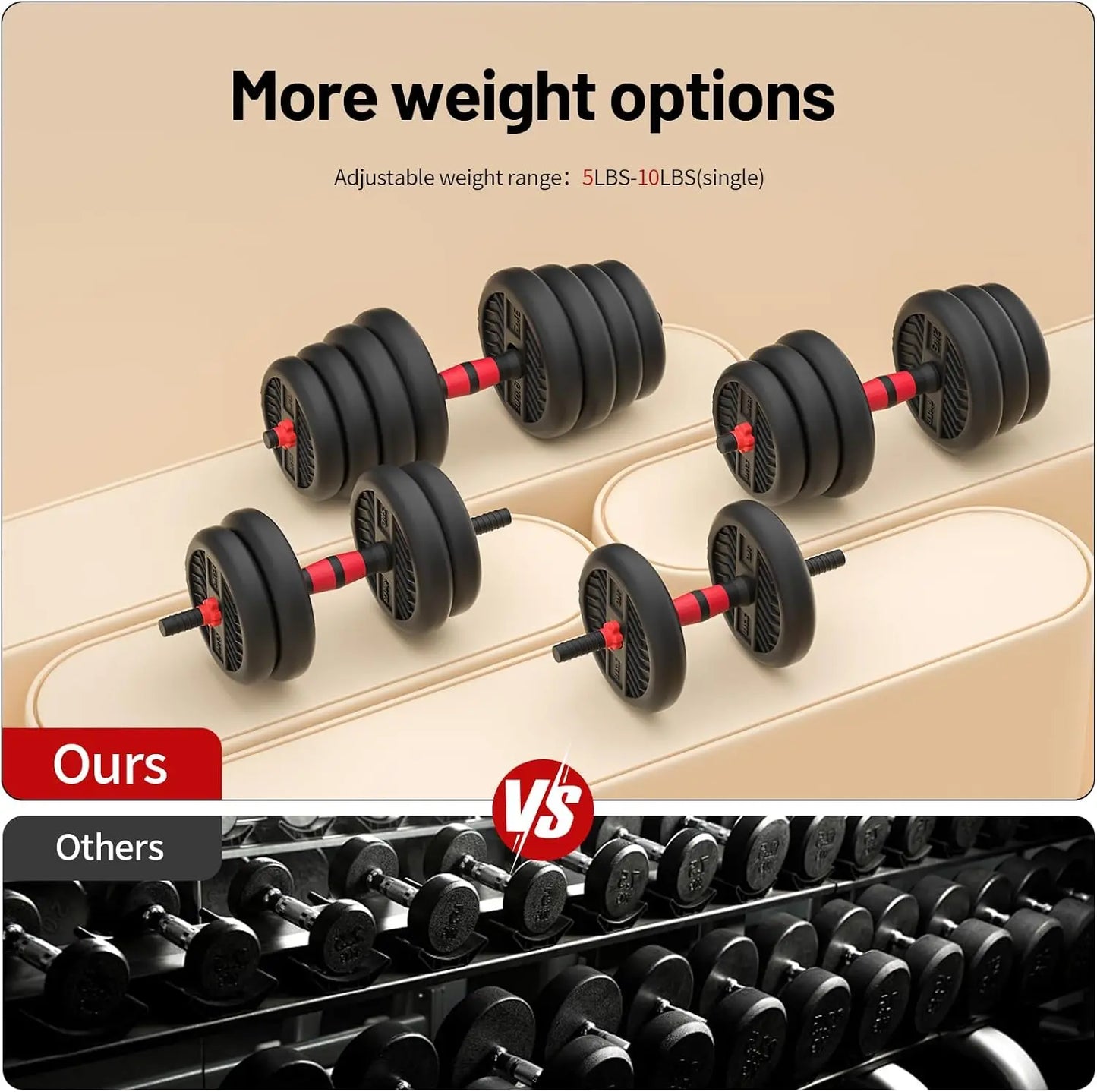 Adjustable Dumbbell Set 20-80lbs For Home Gym 4-In-1 Workout