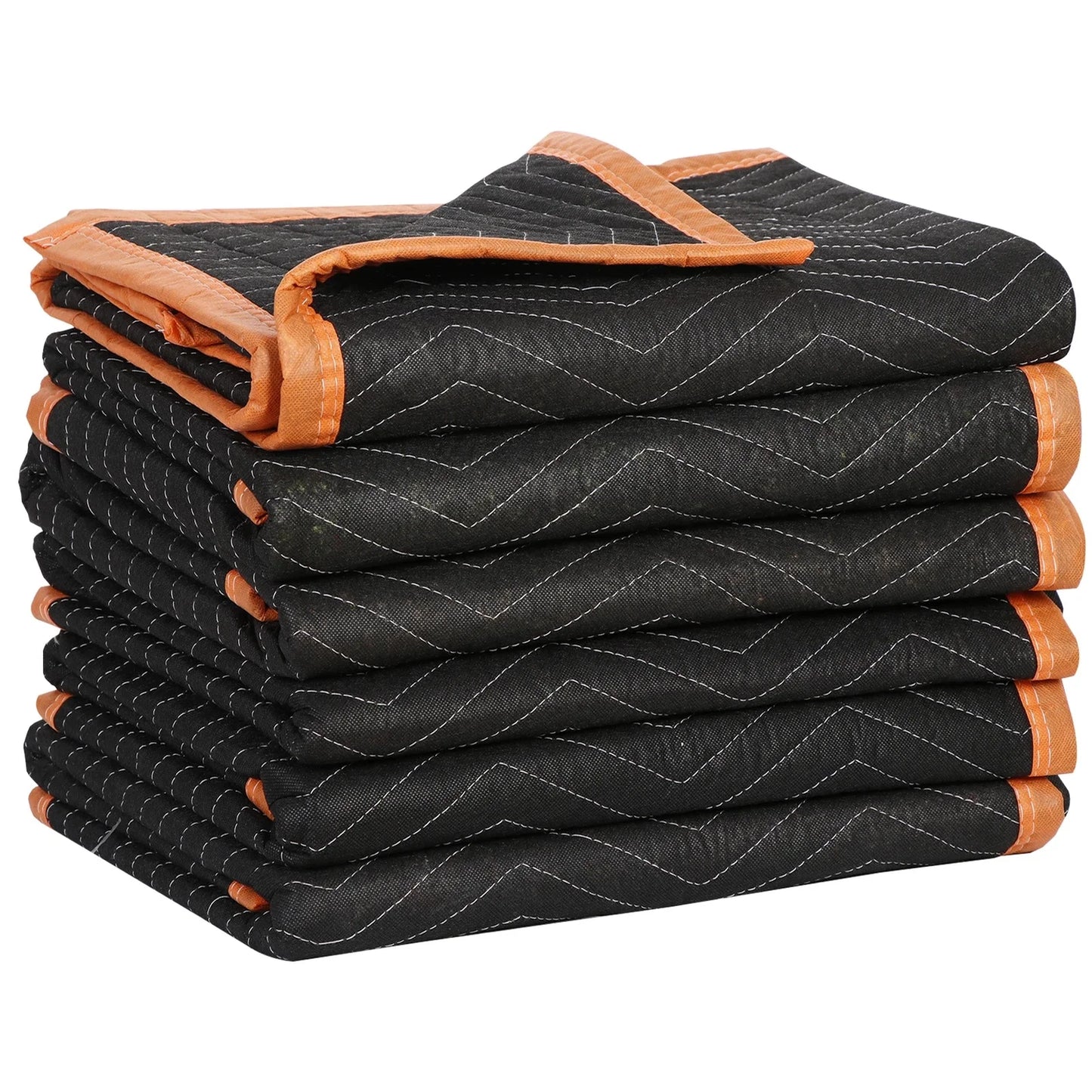 6 Pack Moving Blankets Quilted 40" x 72" Shipping Furniture Pads Black