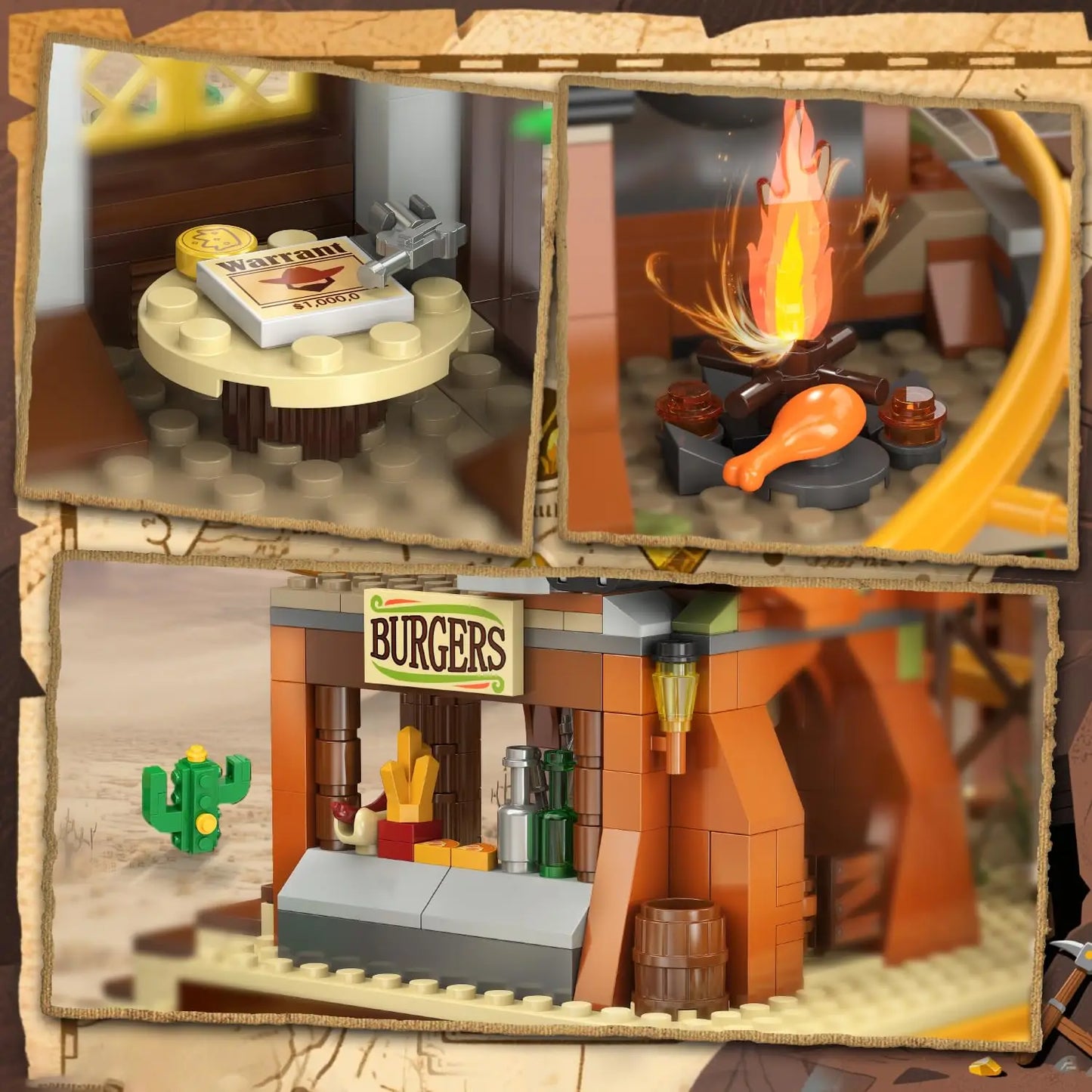 HOGOKIDS Western Roller Coaster Building Set Mine Train Playset