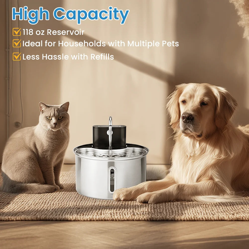 Cityflee Stainless Steel Cat Water Fountain Smart Wireless Automatic Dispenser
