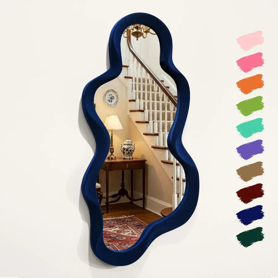 Cloud Wall Mirror With Soft Flocking Finish Bedroom Decor