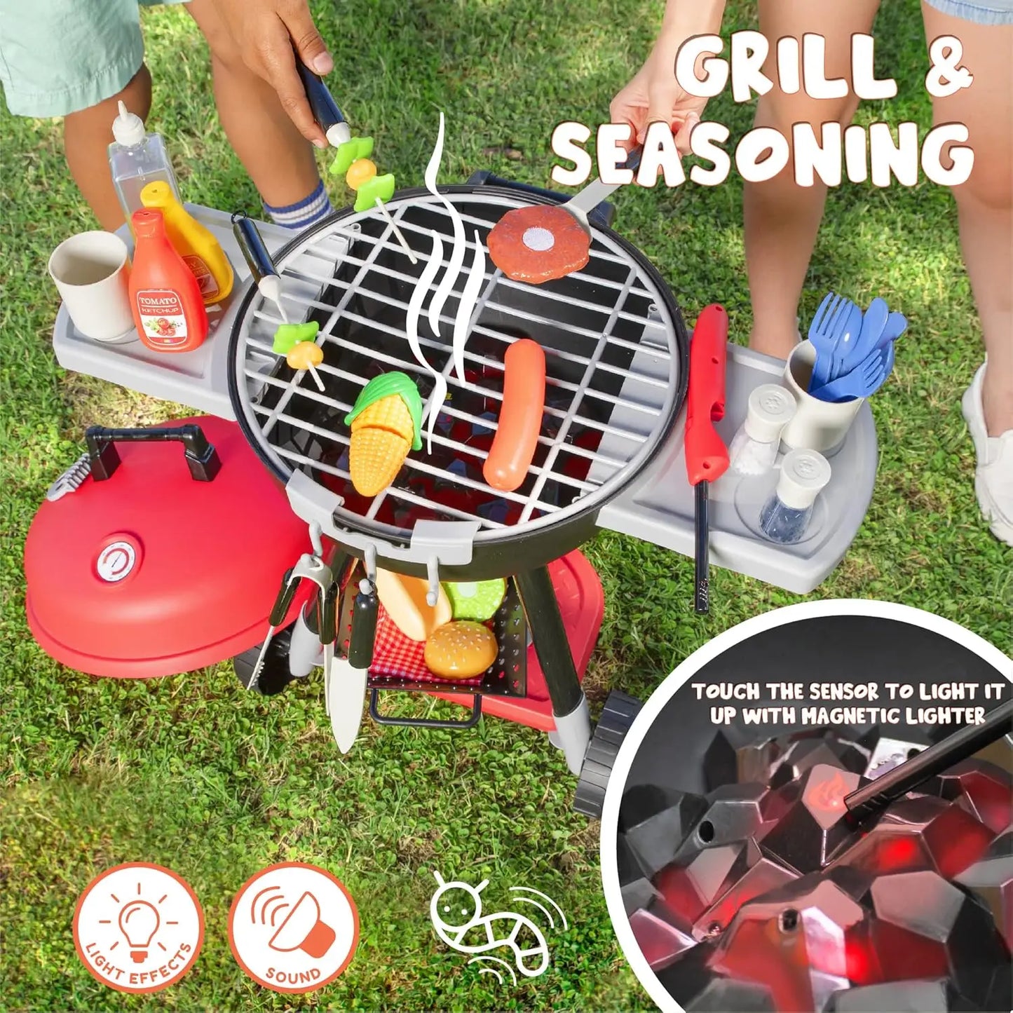 Joyfy 34 Piece Kitchen Toy Set Barbecue Grill for Kids