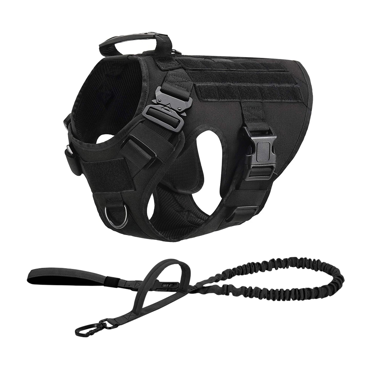 PETRAVELCN Tactical Dog Harness Molle Pouches Leash Vest Training