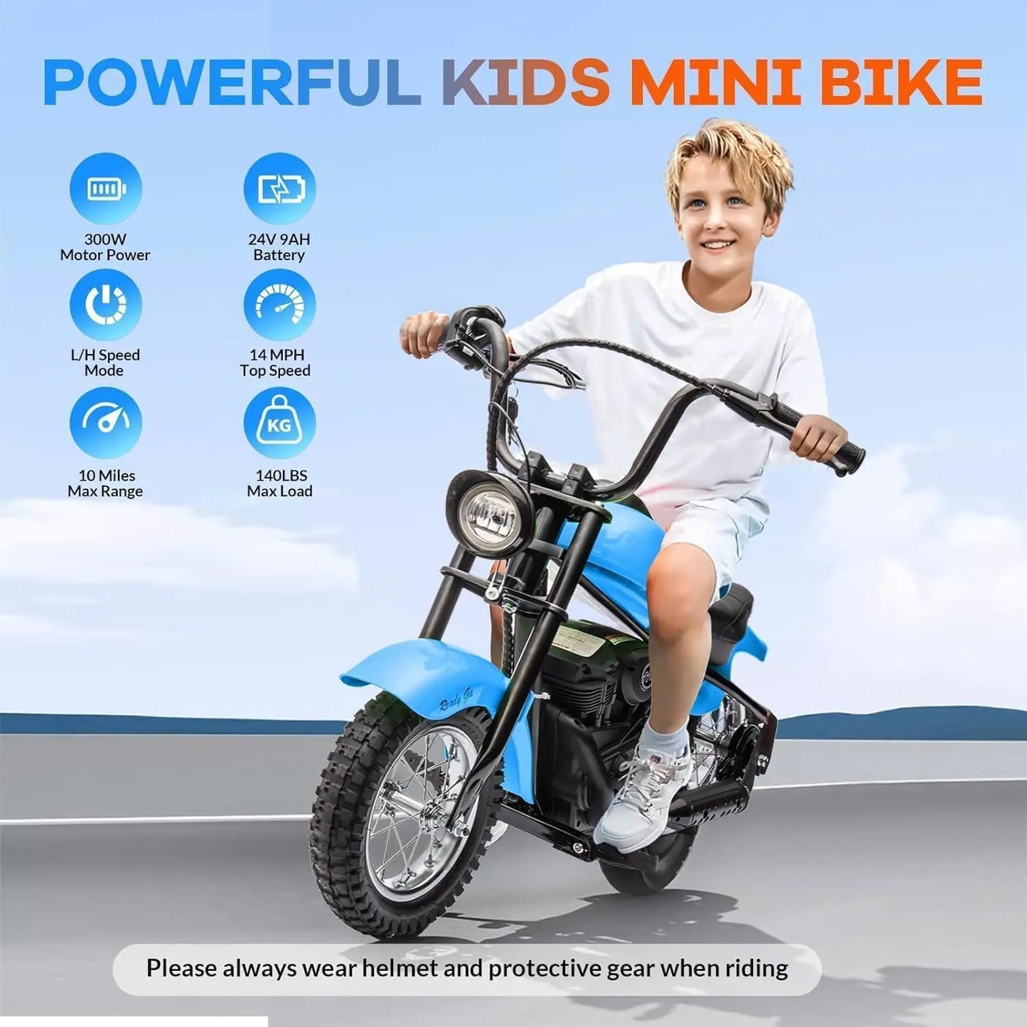 HiMISS 24V 250W Kids Electric Dirt Bike TwoSpeed 14 MPH