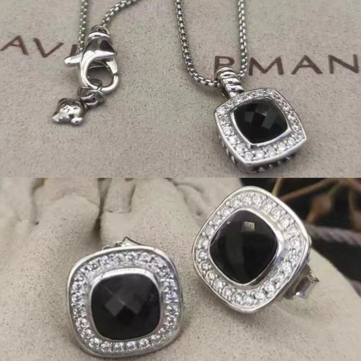 Sterling Silver Zircon Necklace And Earrings Set For Unisex