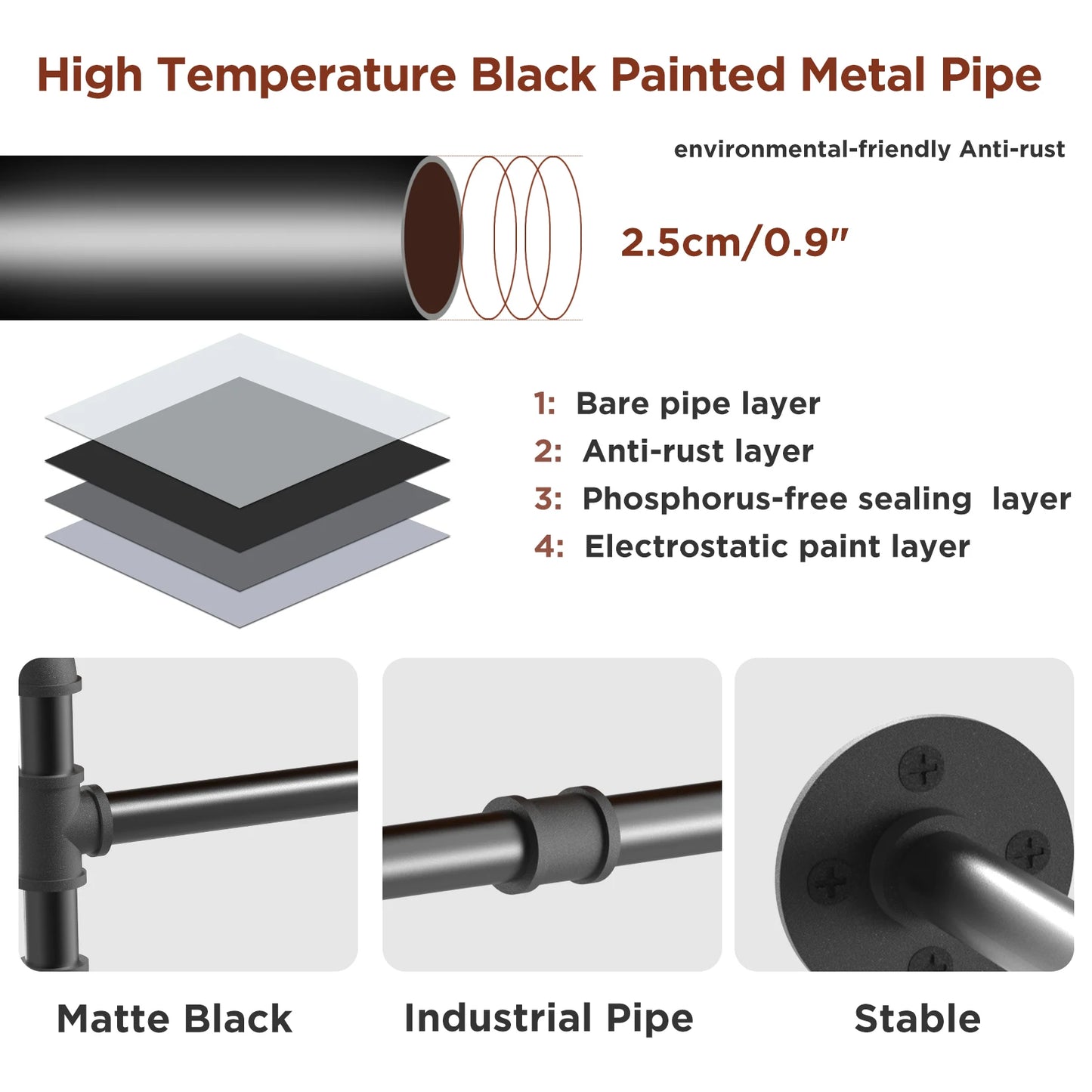 Industrial Pipe Wall Mounted Clothing Rack Garment Rod Storage