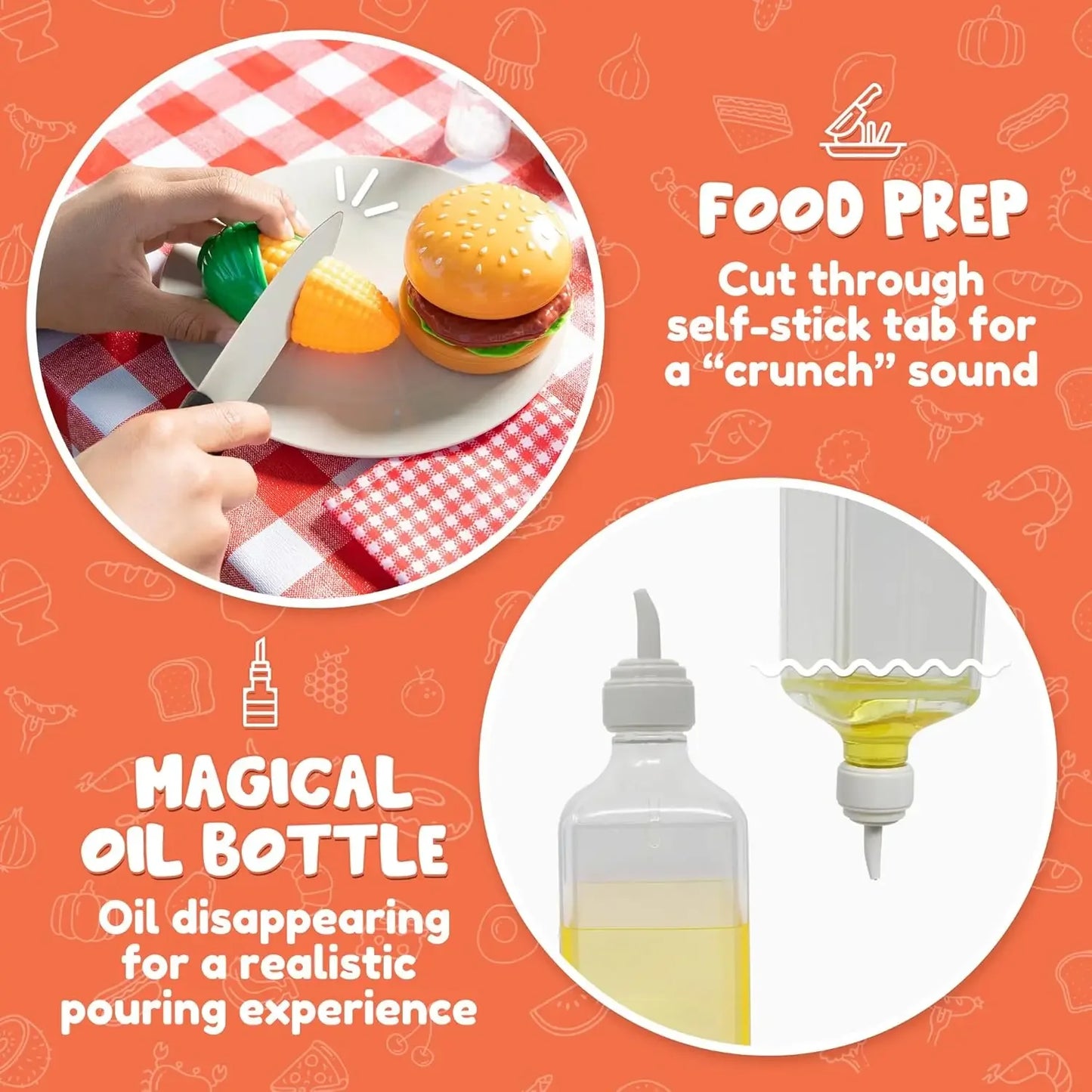 Joyfy 34 Piece Kitchen Toy Set Barbecue Grill for Kids