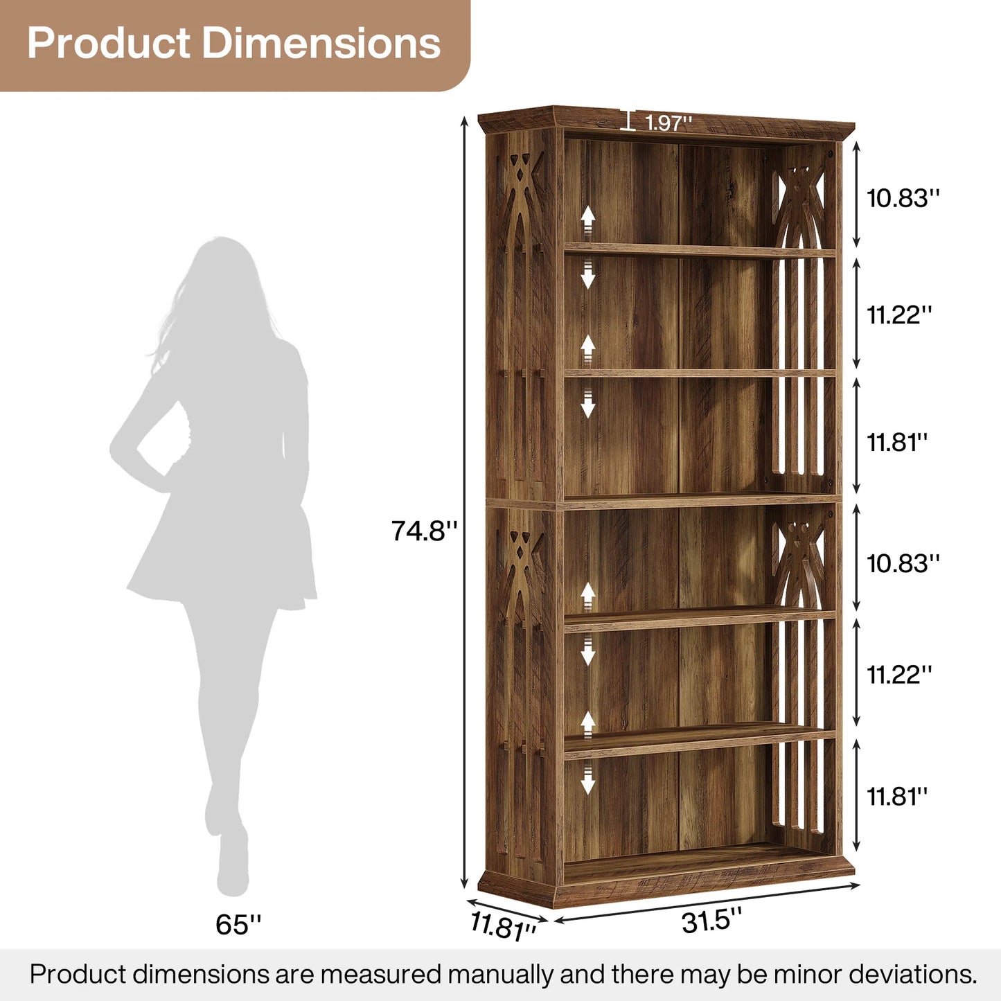 Tribesigns 6-Tier Bookshelf, 75-Inch Tall Bookcase, Large Bookshelves and Bookcases Freestanding Display Shelves, Wood Bookshelf