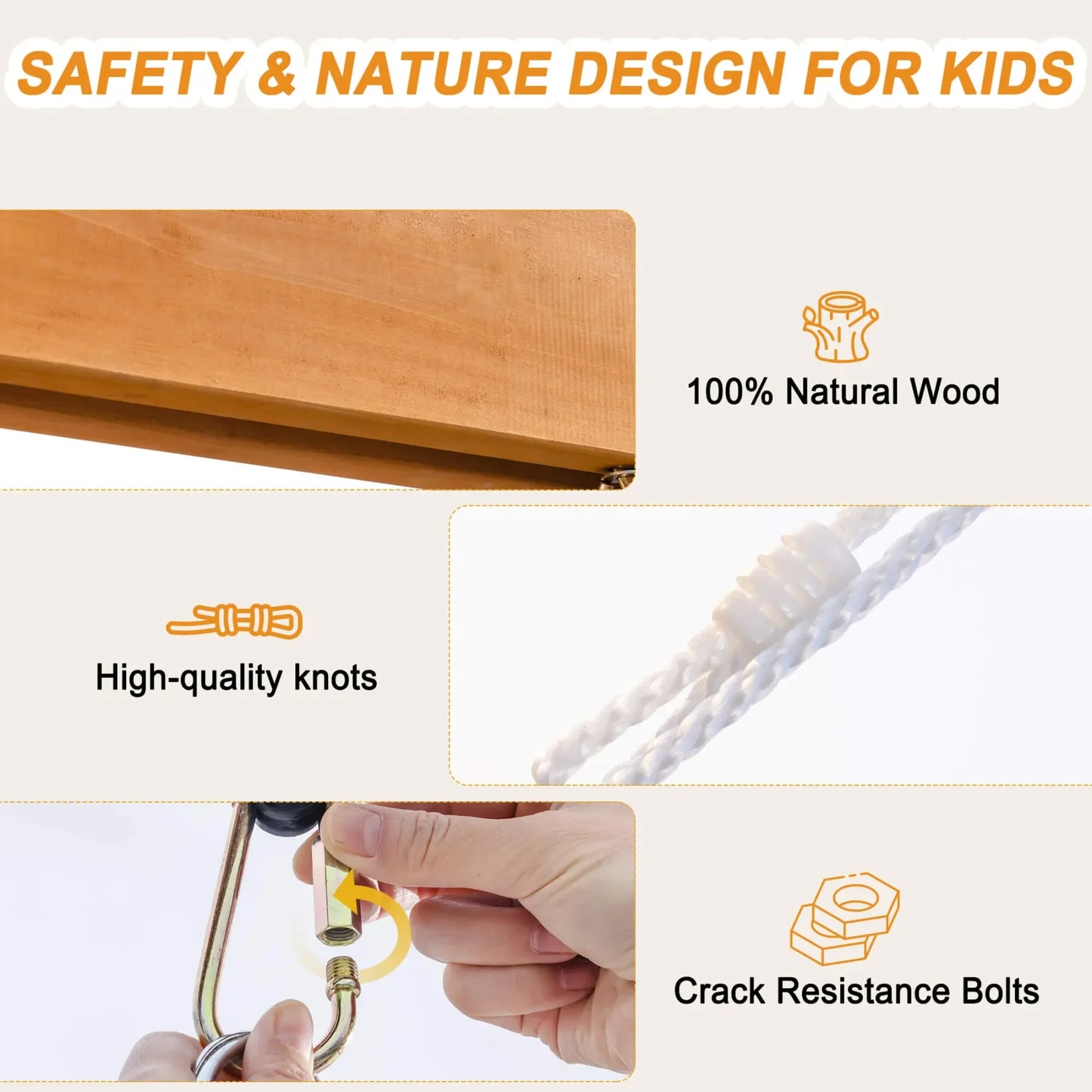 Robotime 3 In 1 Playground Wooden Swing Set For Backyard