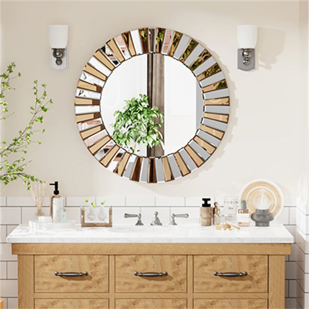 BORWAR Round Wall Mirror Decor for Hallway and Bathroom