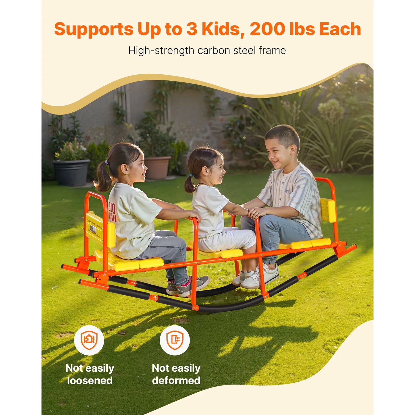 Kids Seesaw 200 Lb Capacity Metal Teeter Totter Outdoor Backyard