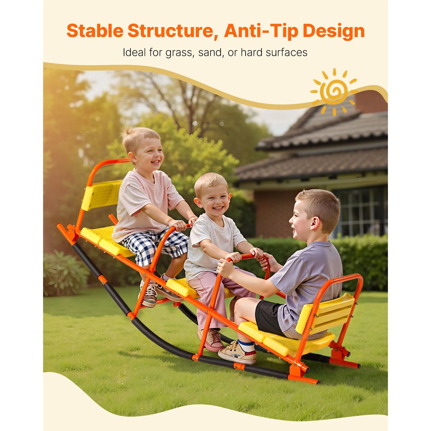 Kids Seesaw 200 Lb Capacity Metal Teeter Totter Outdoor Backyard