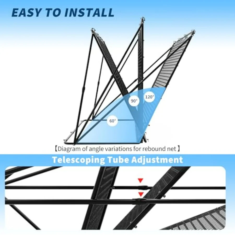 2-In-1 Baseball Pitching Net Trainer With Return Screen Durable Nylon