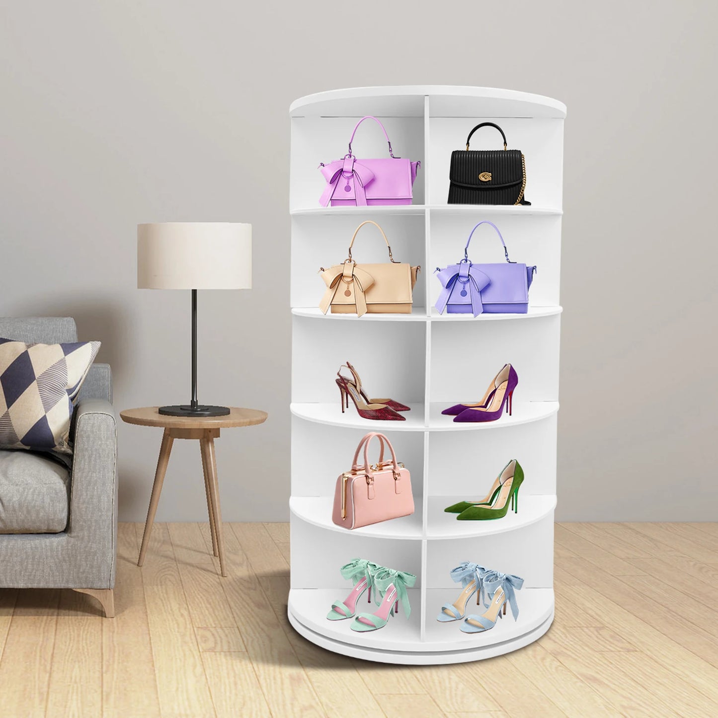5 Tier 360 Rotating Shoe Rack Organizer Holds 20 Pairs