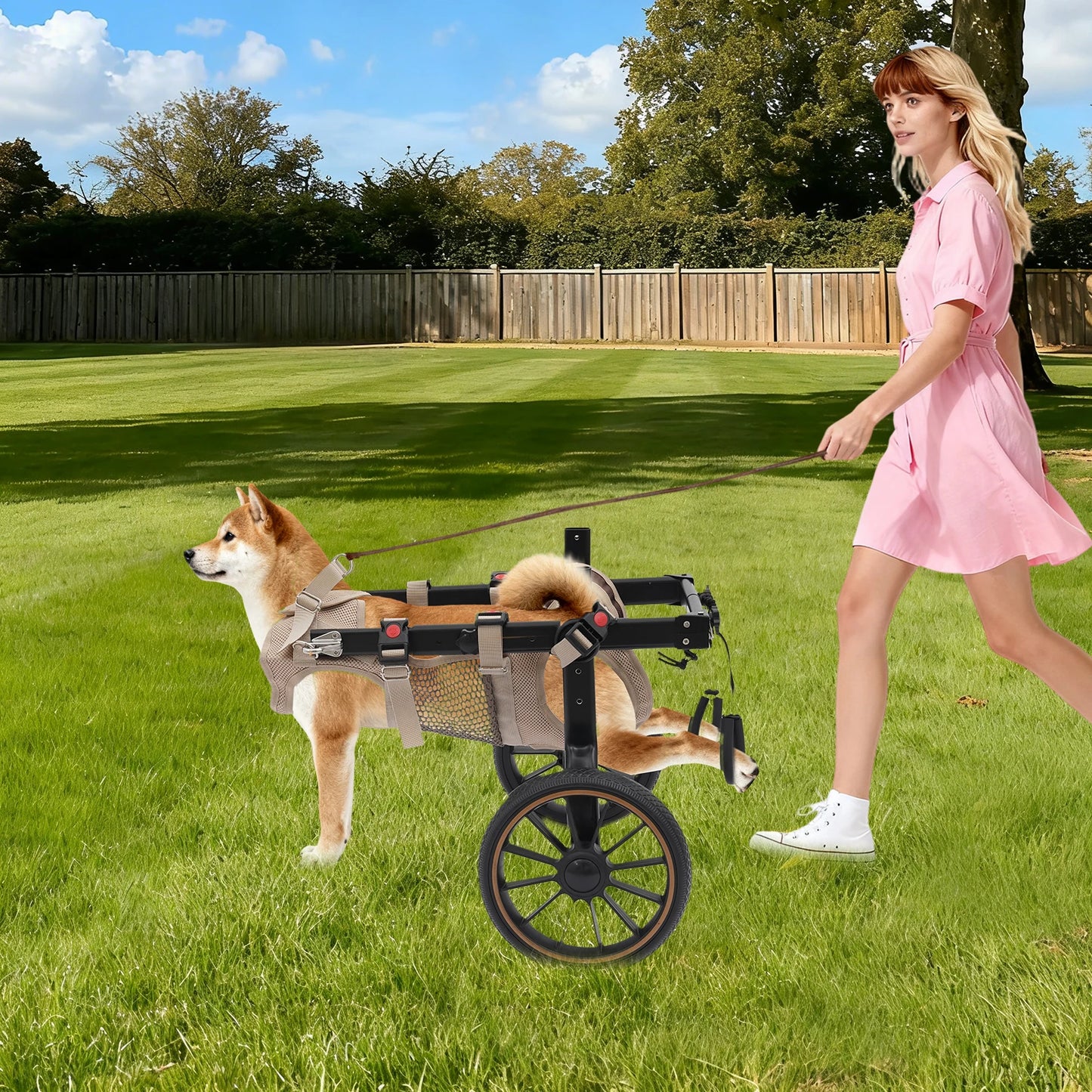 Bymaocar Adjustable Aluminum Dog Wheelchair For Hind Leg Support 65kg